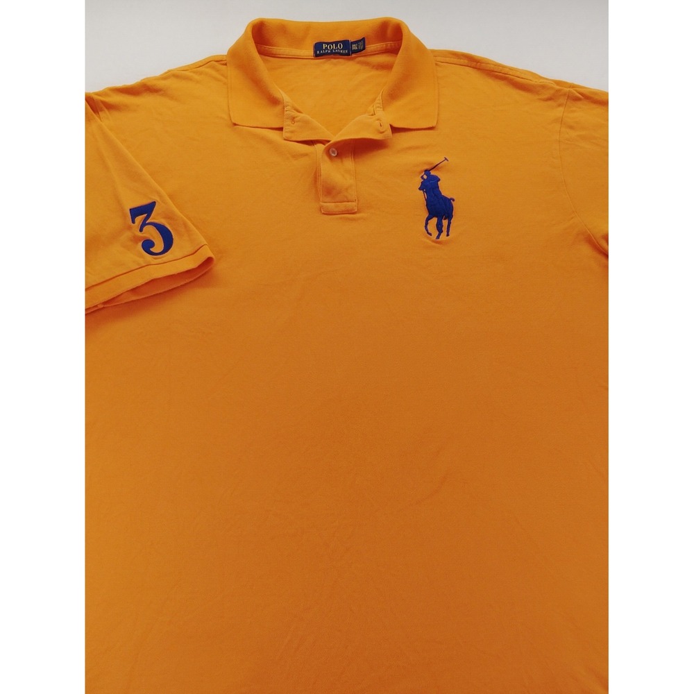 Polo Ralph Lauren Polo Shirt Mens 3XLT Orange Excellent Big Pony Short Sleeve